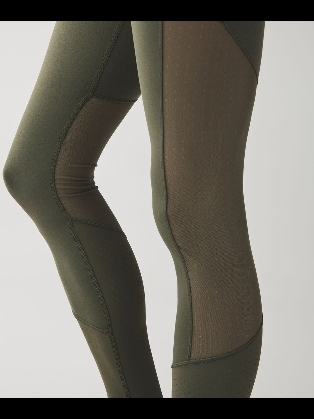 lululemon athletica Barre Star Olive Green Mesh-Panel Leggings